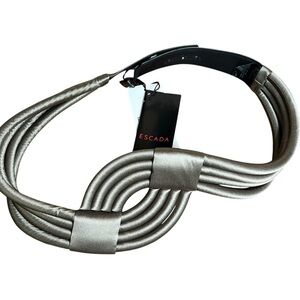 ESCADA Women’s Wide Statement Belt Layered Knotted Silk Calf Leather Sz 44 US 12